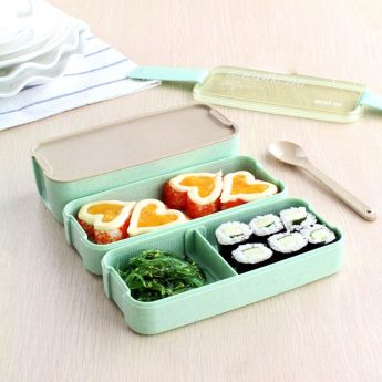Opened Lunch Box With Food Sushi