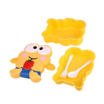 Opened Frog Lunch Box With Spoon and Fork