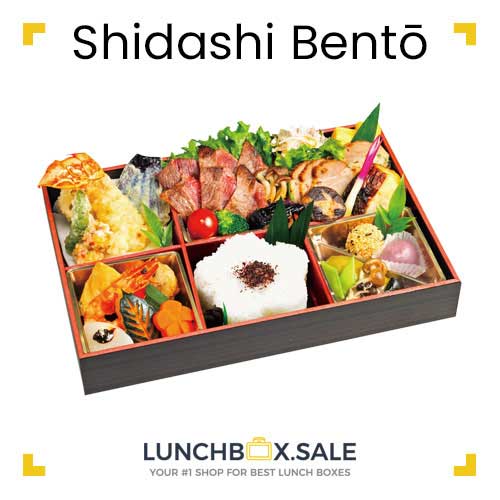 Shidashi Bento with various fish
