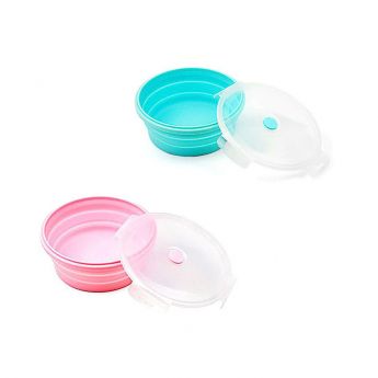 Round Collapsible Silicone Lunch Box, Silicone Collapsible Food